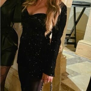 Gorgeous Black Sequin Long Sleeve romper